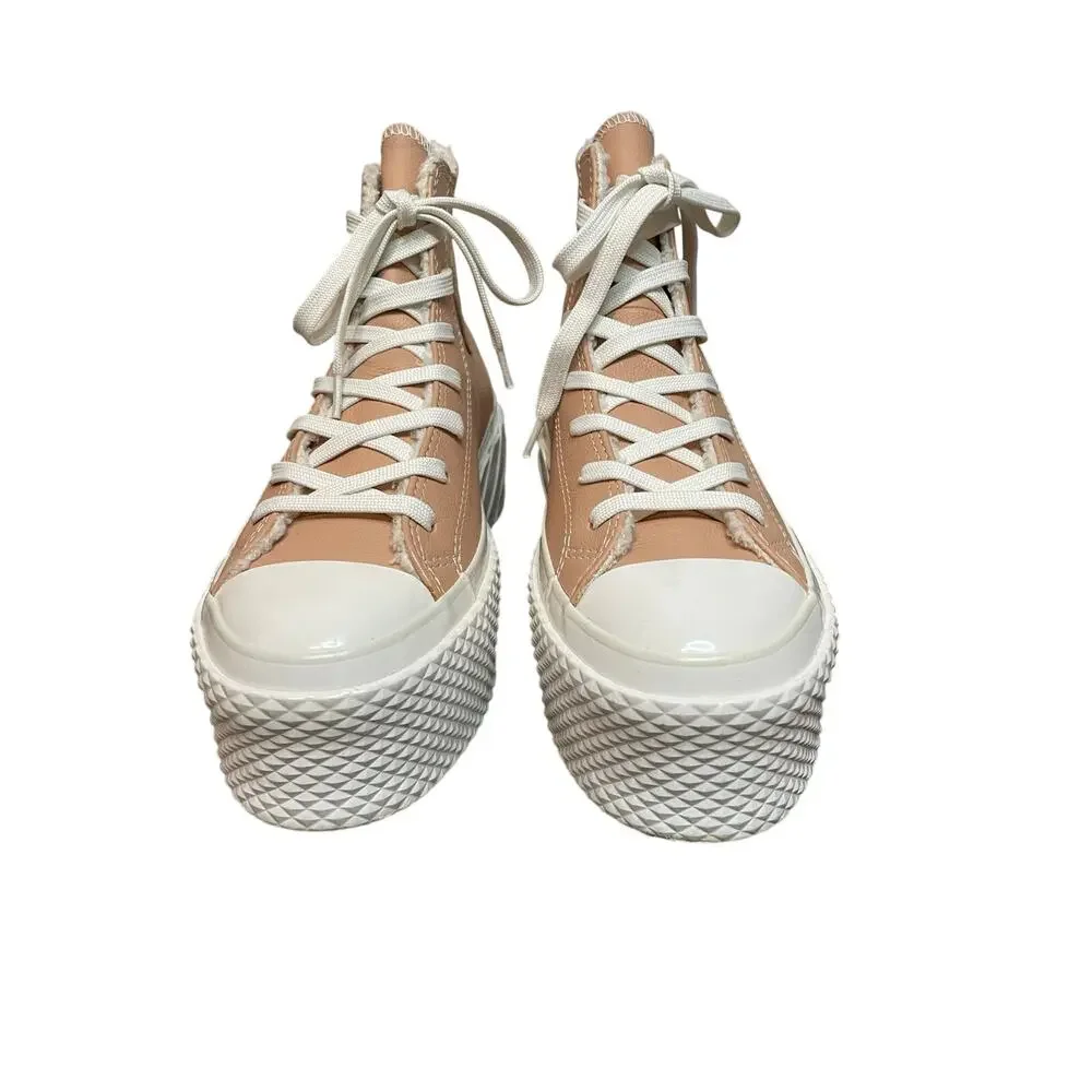 Converse Chuck Taylor Hi Platform Sneakers Leather Sherpa Blush Pink Women's 6.5